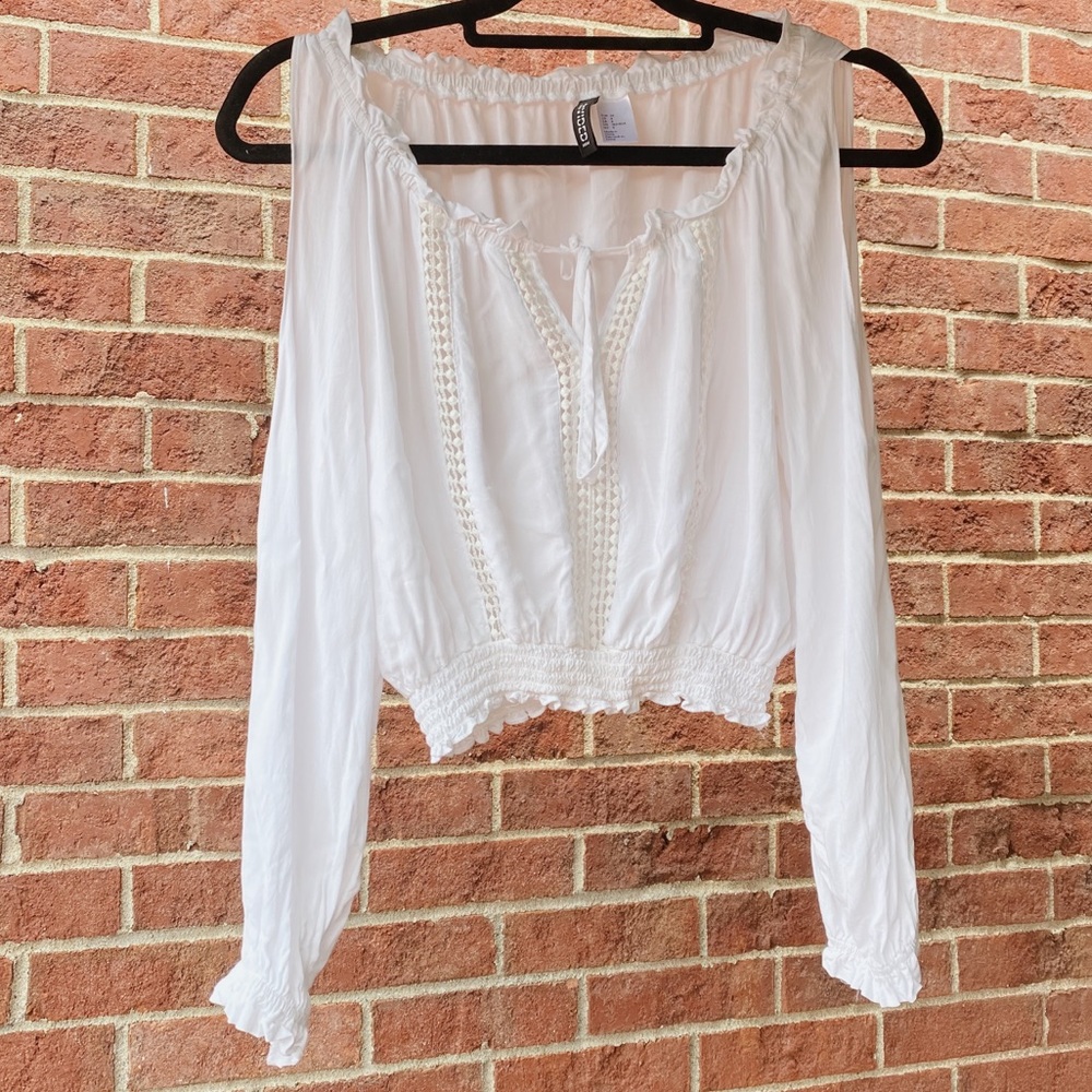 H&M White Cold Shoulder Top